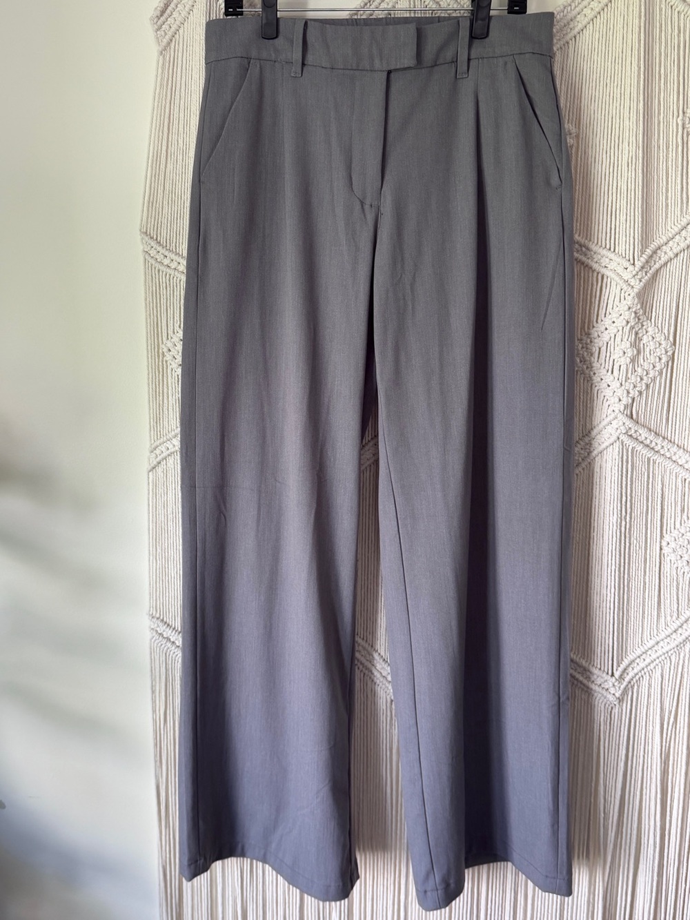 American Eagle Gray Stretch Wide-Leg Dress Trousers Pants 6 Long